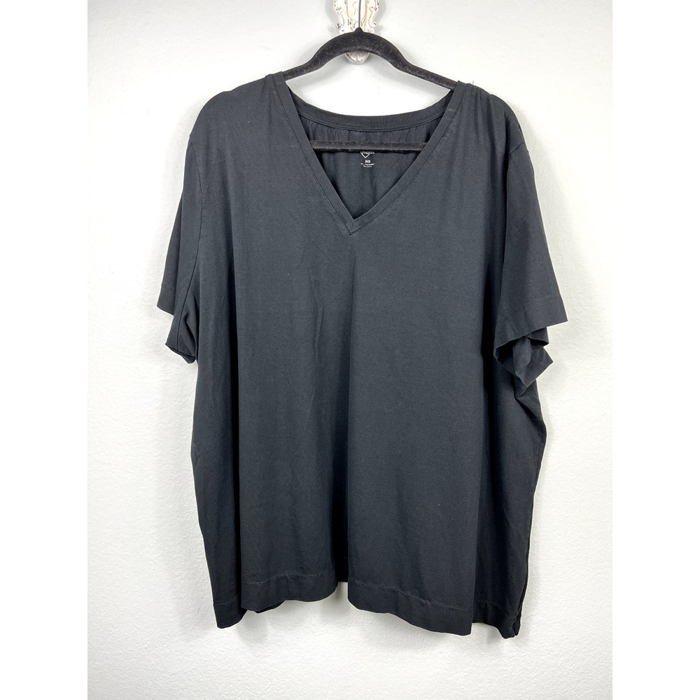Avenue T-Shirt Women 30/32 Black YourTee V-Neck Short Sleeve Cotton Stretch